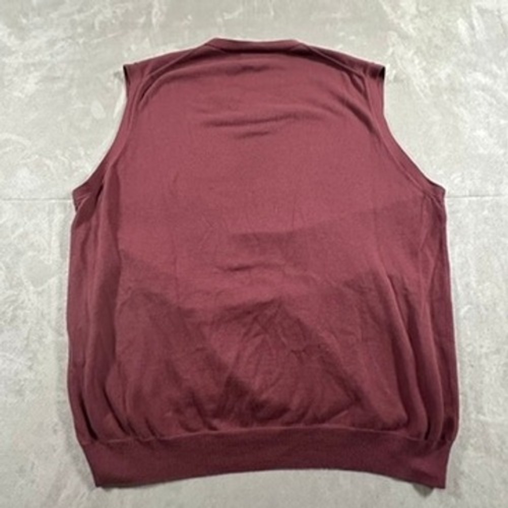 Brooks Brothers Sweater Vest Mens Cotton V-Neck Pullover L 100 Wool Burgundy Red - Picture 6 of 7